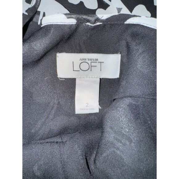 Ann Taylor Loft Womens Black White Floral Sleeveless Mini Dress Size 2 Ruffle - Picture 4 of 4